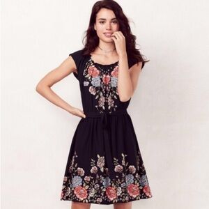 Lauren Conrad Black Floral Dress